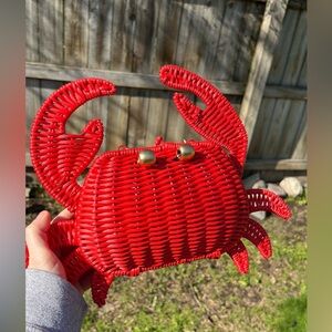 Red crab wicker purse